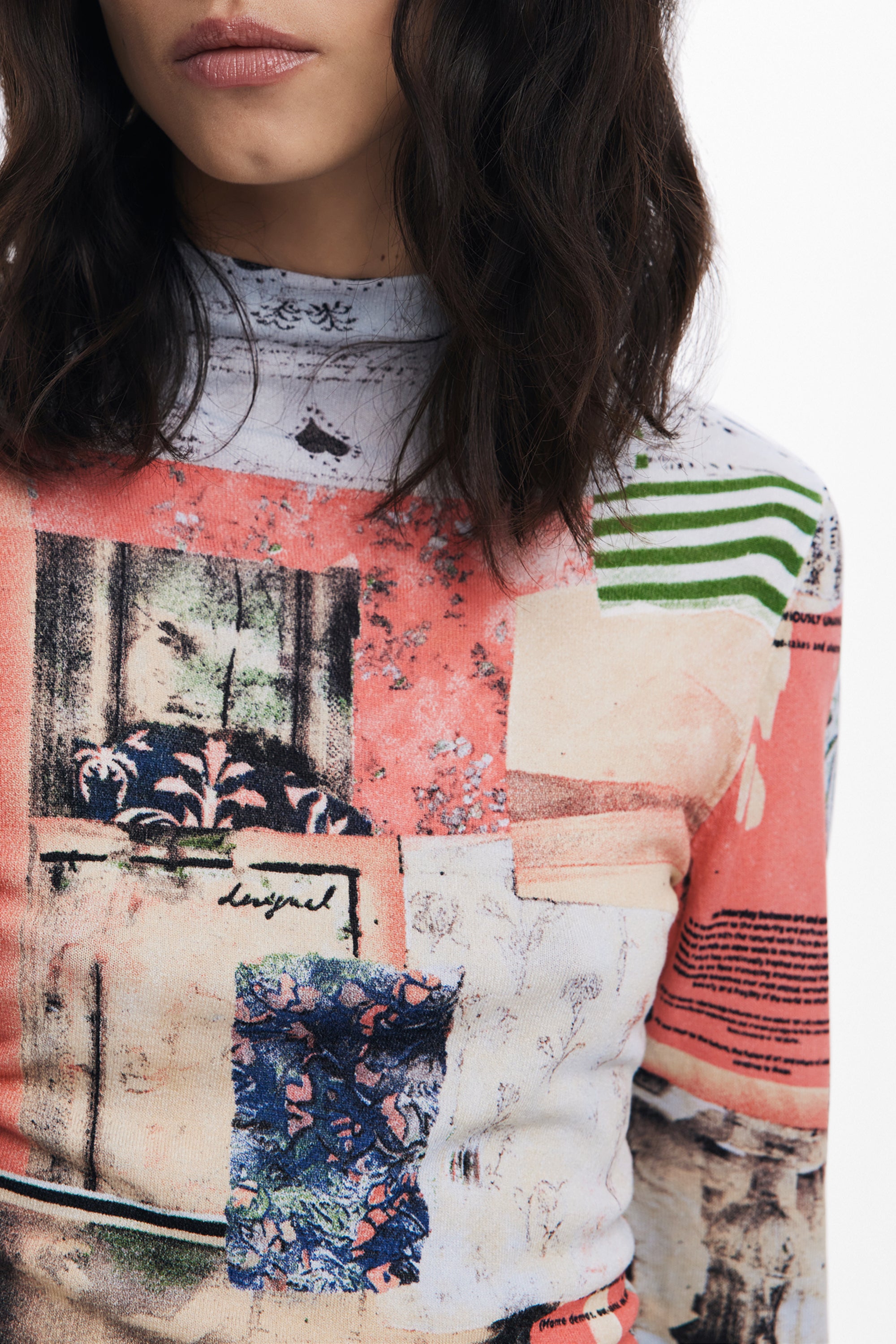 PULL ROSE FEMME DESIGUAL