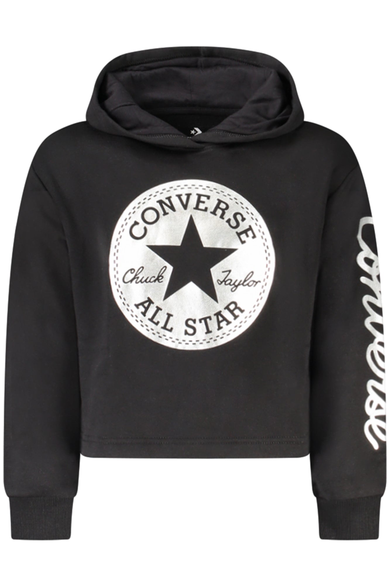 Sweat à capuche zippé Converse pour filles, noir