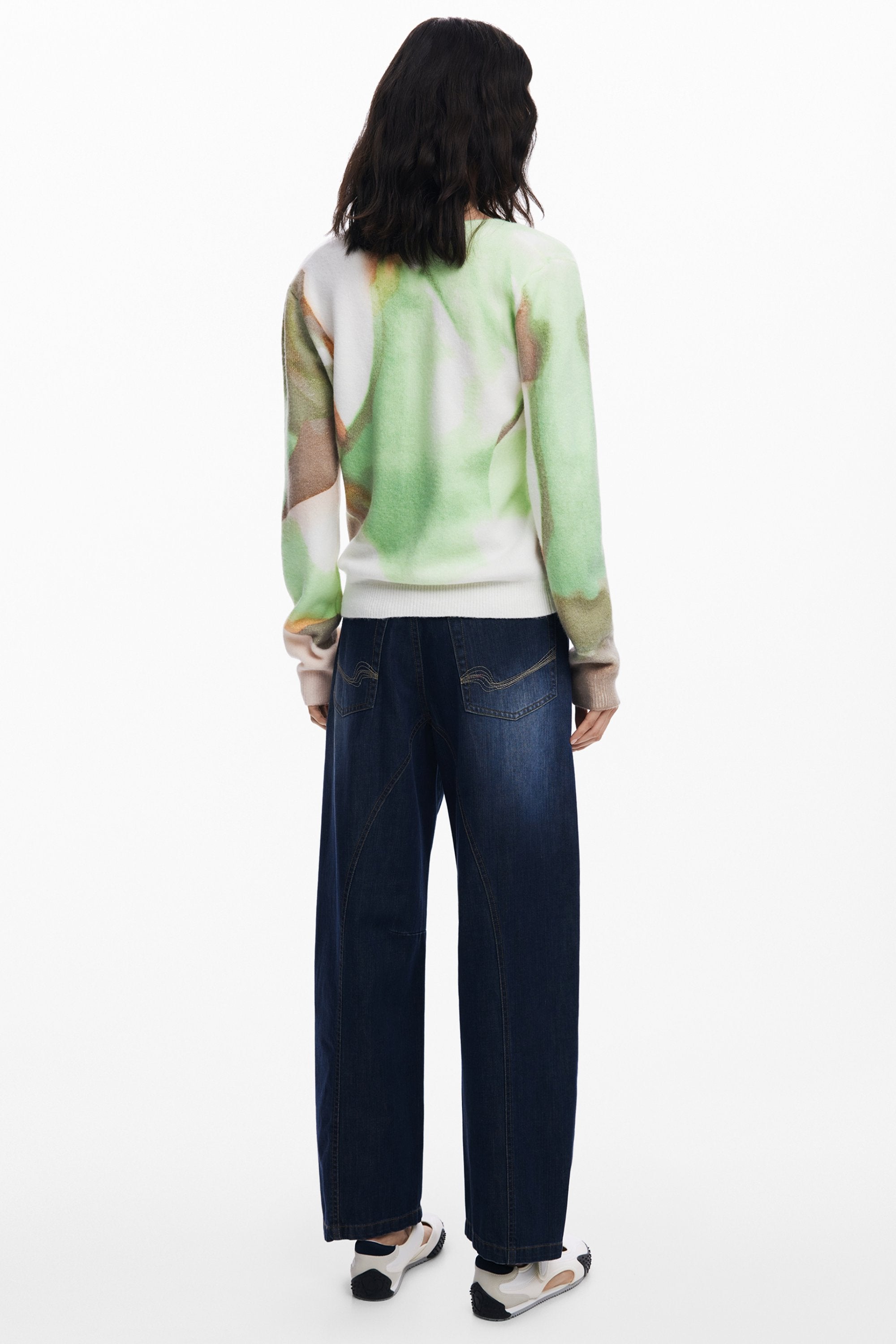 PULL VERT DESIGUAL FEMME