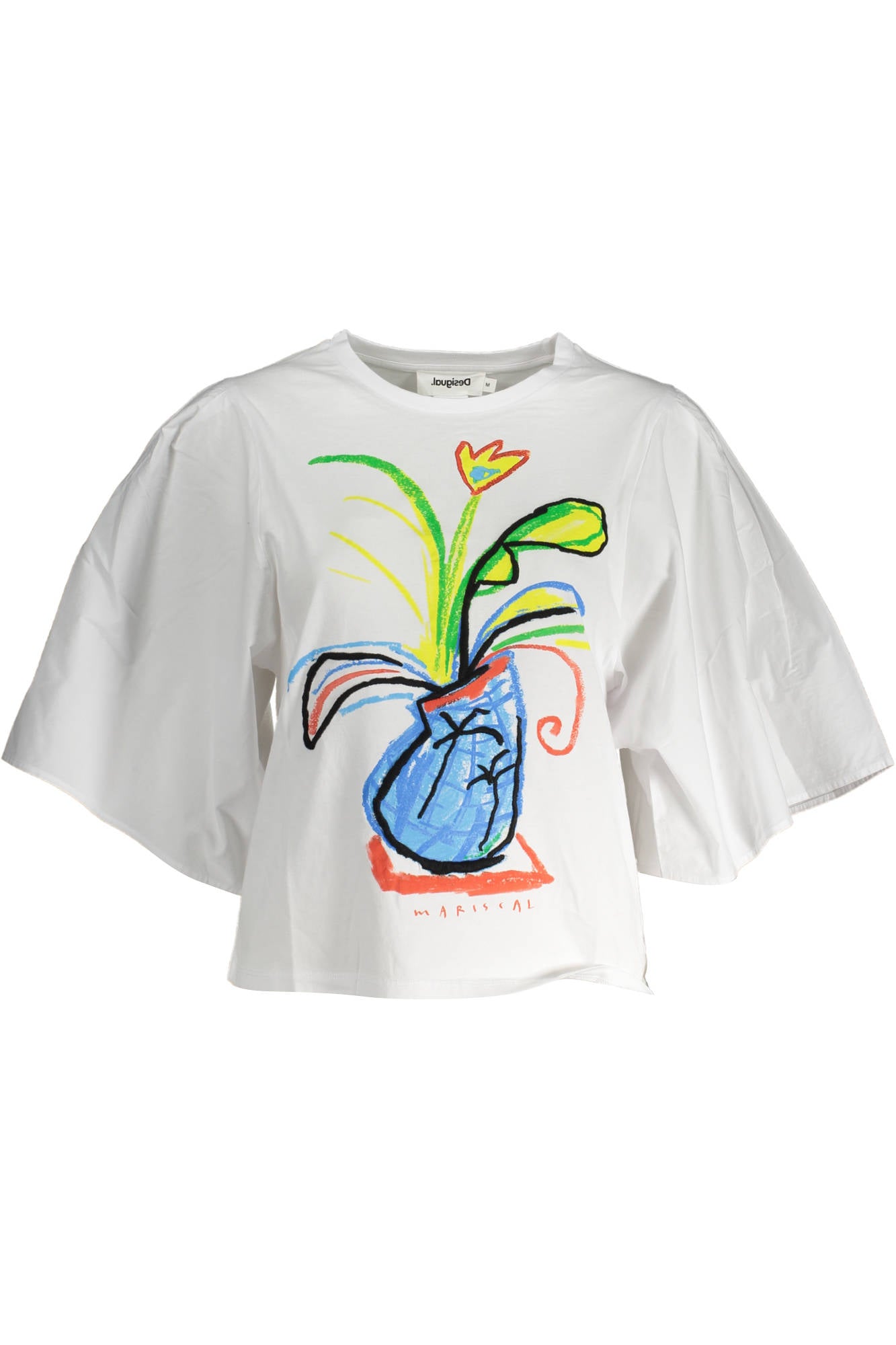 TEE-SHIRT FEMME DESIGUAL MANCHES COURTES BLANC