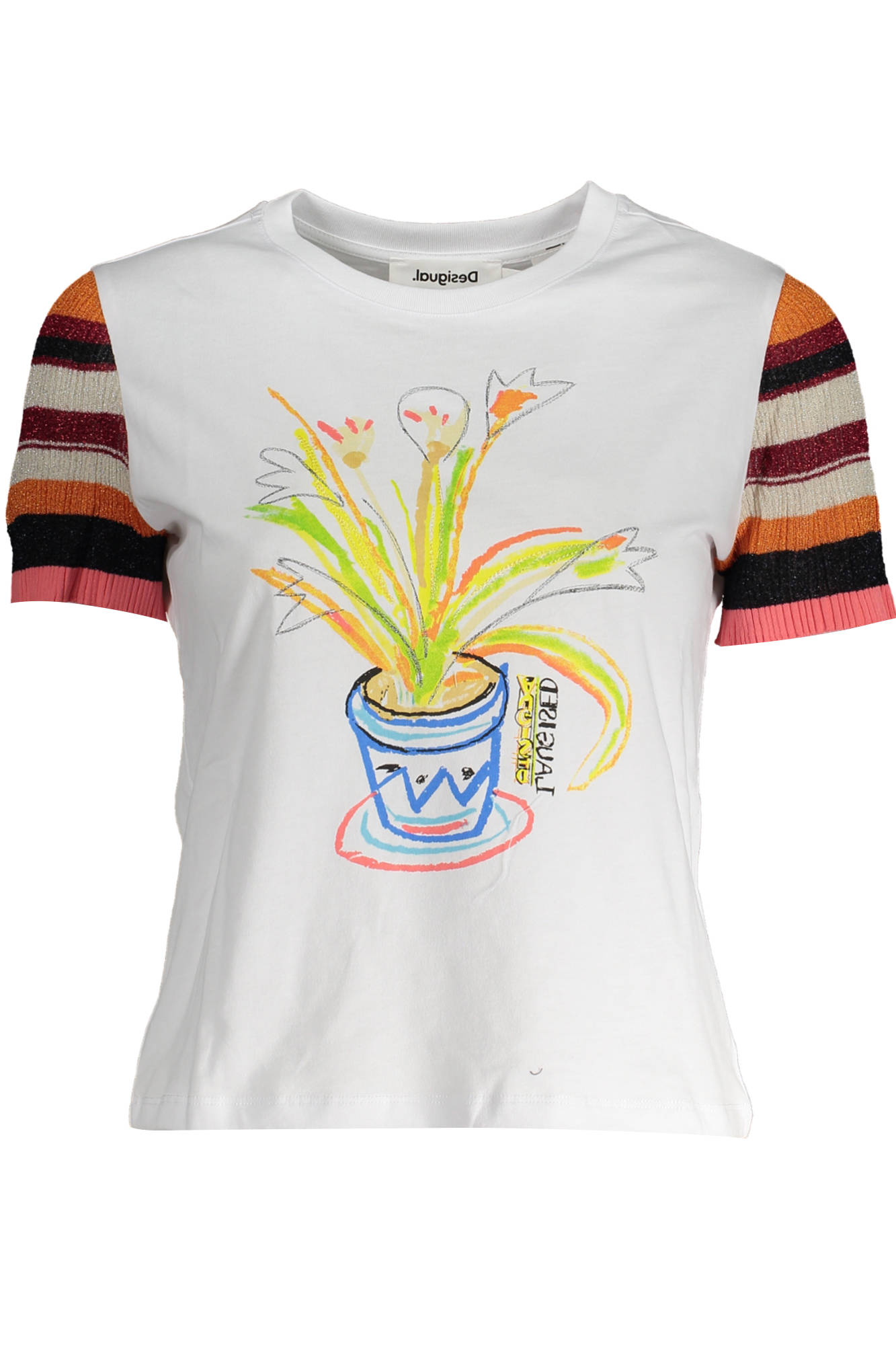 T-SHIRT FEMME DESIGUAL MANCHES COURTES BLANC