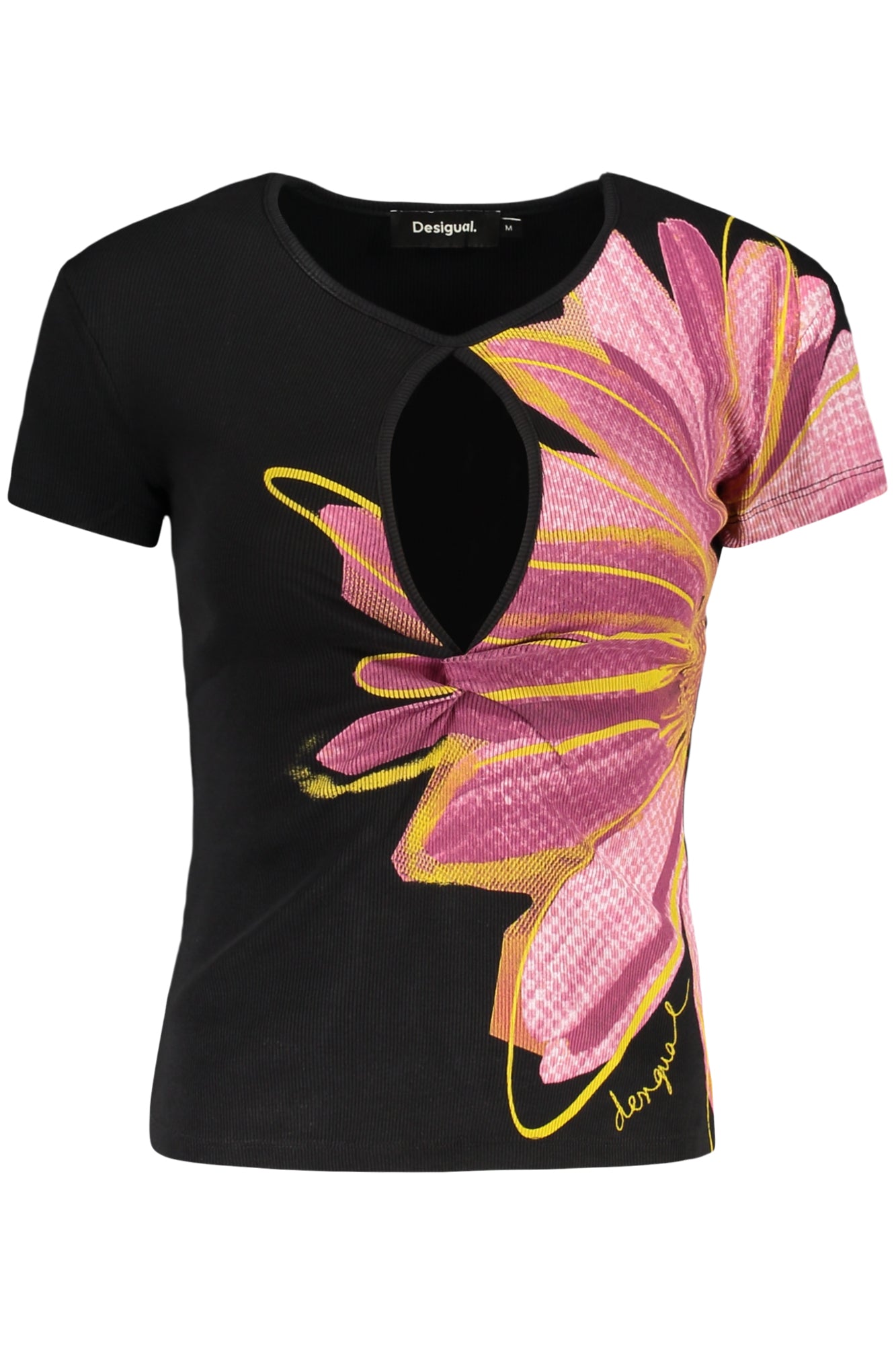 TEE-SHIRT FEMME MANCHES COURTES DESIGUAL NOIR