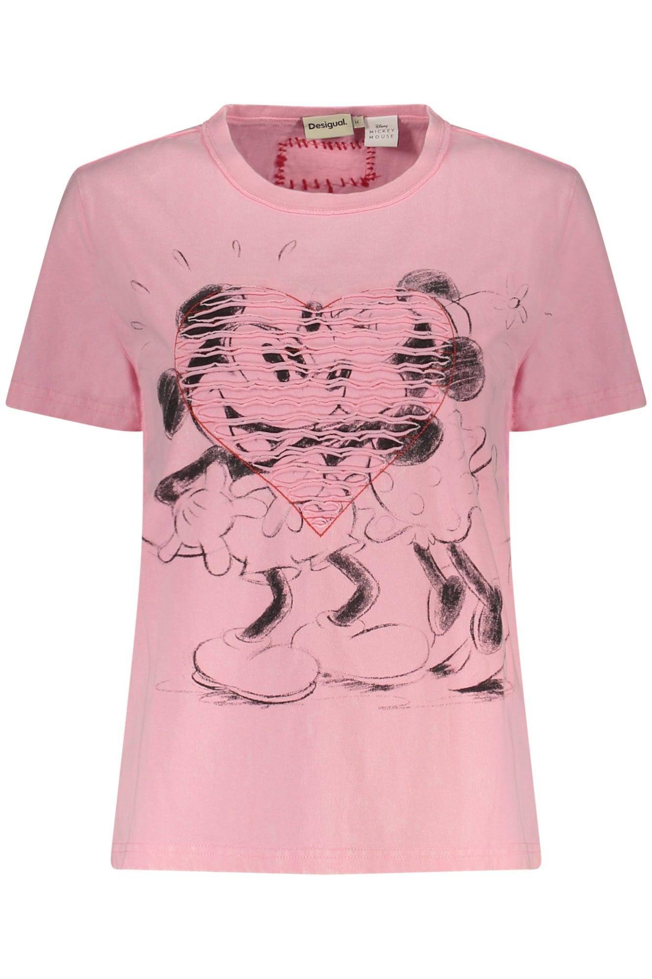 TEE-SHIRT FEMME DESIGUAL ROSE MANCHES COURTES