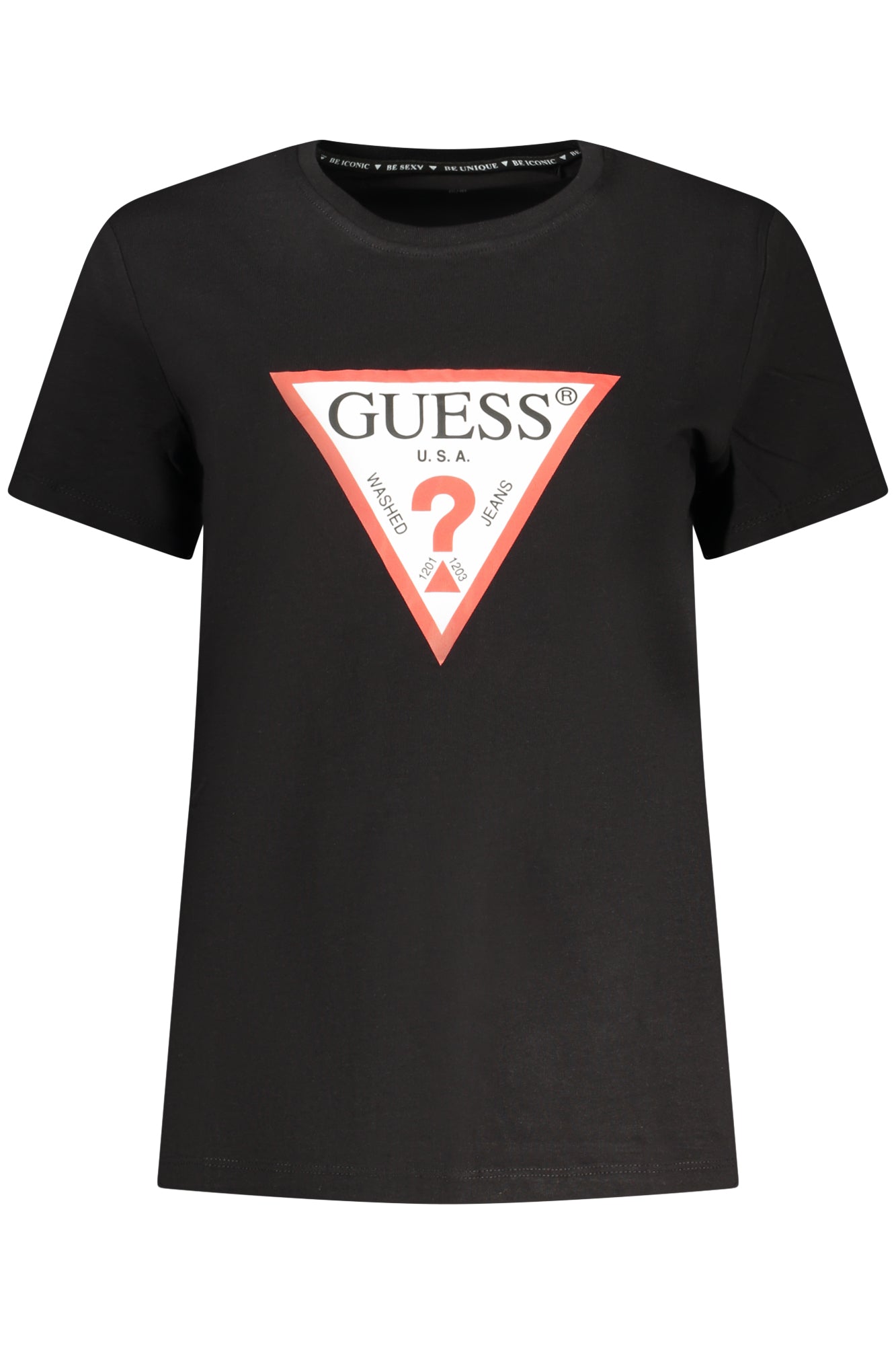 T-SHIRT COURT À MANCHES COURTES GUESS JEANS FEMME NOIR